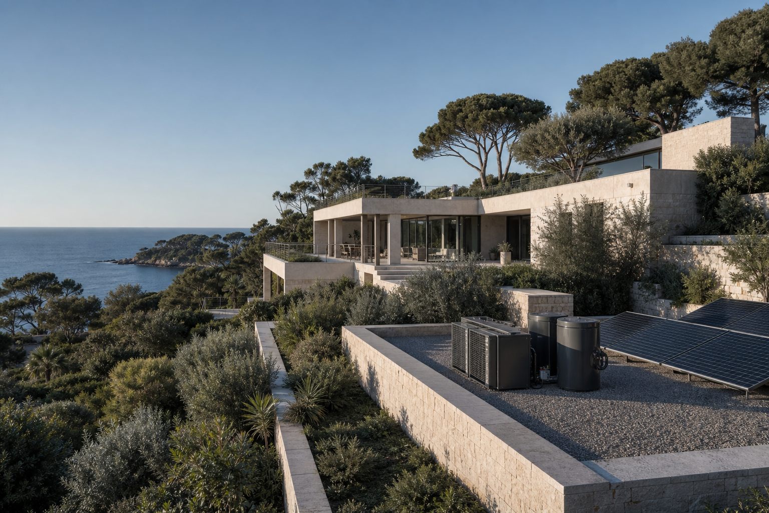 Les installations techniques d'une villa contemporaine du Cap d'Antibes